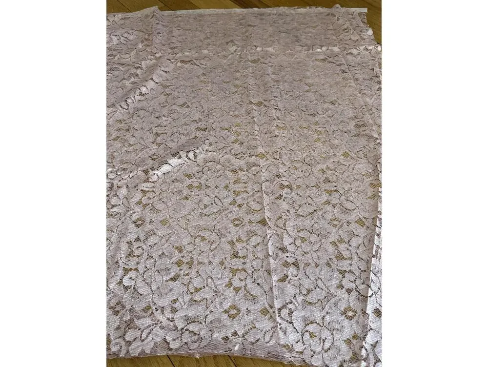 Shimmery Pink Floral Lace Fabric 62x8 Yards Bridal Formal Sheer Wedding Dress